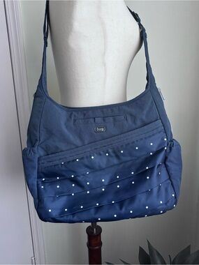 lug Navy Polka Dot parachute Crossbody Shoulder Bag with rfid guc